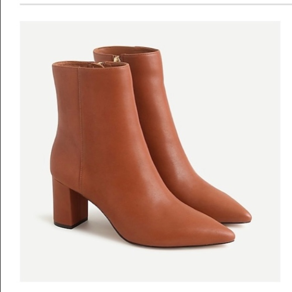 J. Crew pointed-toe Sadie boot in warm sepia leather